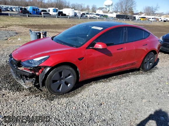 2022 Tesla Model 3 with VIN 5YJ3E1EA5NF184785, listed as a Copart auction lot 49466575 with 85,273 mi miles and Salvage Title. Bid and sale history available at DreamBid. Image 1.