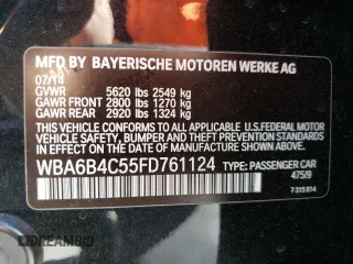2015 BMW 6 Series 650i xDrive with VIN WBA6B4C55FD761124, listed as a Copart auction lot 50559555 with 49,735 mi miles and Salvage Title. Bid and sale history available at DreamBid. Image 13.