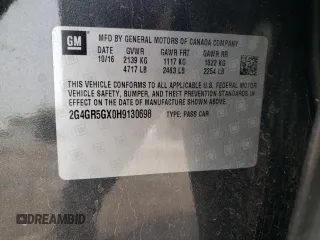 2017 Buick Regal Premium II with VIN 2G4GR5GX0H9130698, listed as a Copart auction lot 50827435 with 38,375 mi miles and Salvage Title. Bid and sale history available at carsss.com. Image 13.