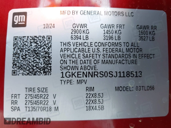 2025 GMC Acadia AWD Elevation z VIN 1GKENNRS0SJ118513, wystawiony jako IAAI lot #41821990 z przebiegiem 1 114 mil mil oraz . Historia ofert i sprzedaży dostępna na DreamBid. Obrazek 9.