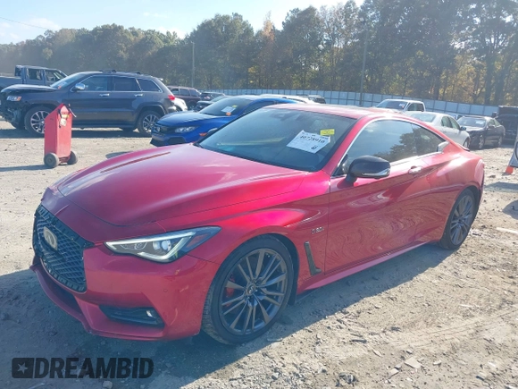 2017 Infiniti Q60 Red Sport 400 with VIN JN1FV7EK0HM610664, listed as a IAAI auction lot 40728910 with 89,817 mi miles and . Bid and sale history available at carsss.com. Image 17.