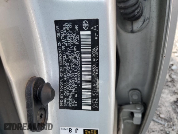 2010 Toyota Prius II z VIN JTDKN3DU2A0043961, wystawiony jako Copart lot #56583605 z przebiegiem 120 363 mil mil oraz Czysty tytuł • Clean title. Historia ofert i sprzedaży dostępna na DreamBid. Obrazek 14.