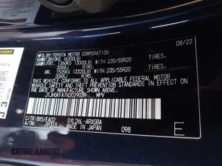 2022 Lexus RX 450hL с VIN JTJHGKFA1N2029039, выставлен на аукционе IAAI как лот 42569005 с пробегом 26 441 миль миль и . История ставок и продаж доступна на DreamBid. Изображение 9.