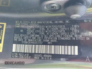 2011 Toyota Highlander Limited with VIN 5TDDK3EH4BS051707, listed as a IAAI auction lot 41913327 with Not provided miles and . Bid and sale history available at DreamBid. Image 9.