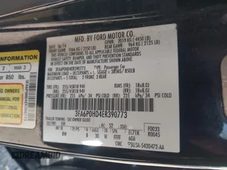 2014 Ford Fusion SE with VIN 3FA6P0HD4ER390773, listed as a IAAI auction lot 42088373 with 265,001 mi miles and . Bid and sale history available at DreamBid. Image 9.