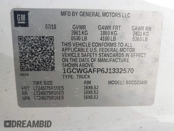 2018 Chevrolet Express Cargo Van with VIN 1GCWGAFP6J1332570, listed as a IAAI auction lot 41482103 with 142,405 mi miles. Bid and sale history available at carsss.com. Image 9.