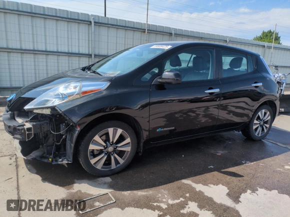 2015 Nissan LEAF SL with VIN 1N4AZ0CP1FC332321, listed as a Copart auction lot 59808425 with 54,744 mi miles and Salvage title. Bid and sale history available at DreamBid. Image 1.