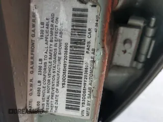 2000 Saab 9-3 z VIN YS3DD55H9Y2036800, wystawiony jako Copart lot #81447794 z przebiegiem 212 320 mil mil oraz Szkoda całkowita • Salvage title. Historia ofert i sprzedaży dostępna na DreamBid. Obrazek 12.