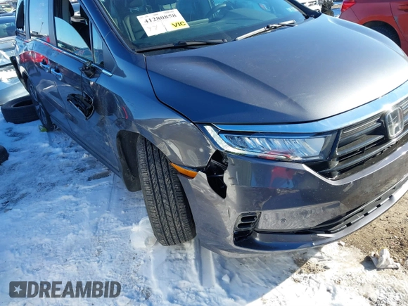 2023 Honda Odyssey Touring with VIN 5FNRL6H80PB005769, listed as a IAAI auction lot 41280858 with 7,041 mi miles and . Bid and sale history available at DreamBid. Image 6.