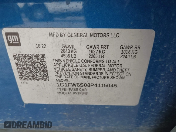 2023 Chevrolet Bolt EV 1LT z VIN 1G1FW6S08P4115045, wystawiony jako IAAI lot #42326150 z przebiegiem 42 357 mil mil oraz . Historia ofert i sprzedaży dostępna na DreamBid. Obrazek 9.