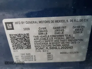 2020 Chevrolet Trax LT with VIN 3GNCJLSB6LL202043, listed as a Copart auction lot 86321914 with 36,286 mi miles and Salvage Title. Bid and sale history available at carsss.com. Image 15.