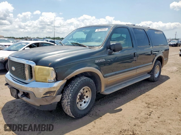 2000 Ford Excursion Limited z VIN 1FMNU42L0YED60100, wystawiony jako Copart lot #58760345 z przebiegiem 239 477 mil mil oraz Szkoda całkowita • Salvage title. Historia ofert i sprzedaży dostępna na DreamBid. Obrazek 1.