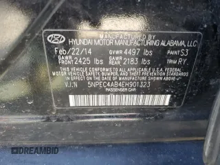 2014 Hyundai Sonata Limited with VIN 5NPEC4AB4EH901323, listed as a Copart auction lot 45665425 with 119,375 mi miles and Salvage Title. Bid and sale history available at DreamBid. Image 12.