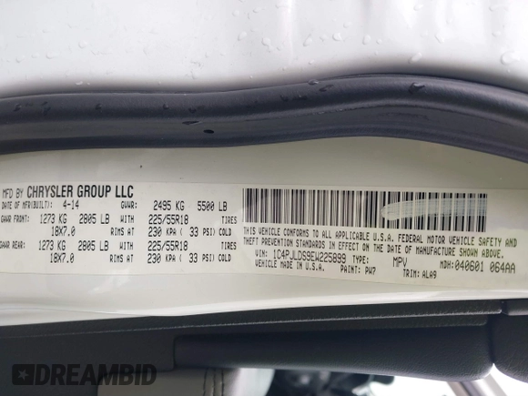2014 Jeep Cherokee Limited with VIN 1C4PJLDS9EW225899, listed as a IAAI auction lot 41570392 with 226,226 mi miles. Bid and sale history available at carsss.com. Image 9.