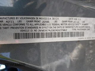 2012 Volkswagen Jetta SE с VIN 3VWDX7AJ3CM327942, выставлен на аукционе IAAI как лот 42146409 с пробегом 165 734 миль миль и . История ставок и продаж доступна на DreamBid. Изображение 9.