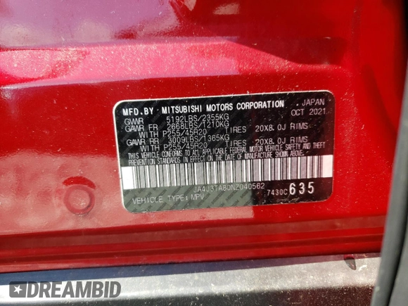 2022 Mitsubishi Outlander ES z VIN JA4J3TA80NZ040562, wystawiony jako Copart lot #60230295 z przebiegiem 139 874 mil mil oraz Czysty tytuł • Clean title. Historia ofert i sprzedaży dostępna na DreamBid. Obrazek 13.