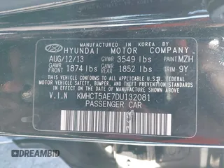 2013 Hyundai Accent GS z VIN KMHCT5AE7DU132081, wystawiony jako IAAI lot #41564041 z przebiegiem 181 833 mil mil oraz . Historia ofert i sprzedaży dostępna na DreamBid. Obrazek 9.