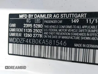 2019 Mercedes-Benz E-Class E 300 with VIN WDDZF4KB0KA581546, listed as a IAAI auction lot 41584704 with 86,014 mi miles. Bid and sale history available at carsss.com. Image 9.