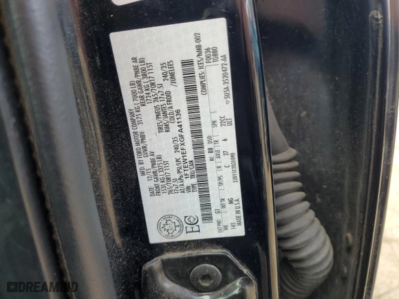 2016 Ford F-150 XLT with VIN 1FTEW1EFXGFA41136, listed as a Copart auction lot 52881915 with 137,743 mi miles and Salvage Title. Bid and sale history available at carsss.com. Image 12.