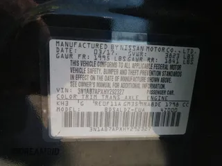 2017 Nissan Sentra SR z VIN 3N1AB7APXHY292327, wystawiony jako IAAI lot #41923897 z przebiegiem 97 453 mil mil oraz . Historia ofert i sprzedaży dostępna na DreamBid. Obrazek 9.