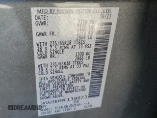 2023 Nissan Murano SV z VIN 5N1AZ2BJ9PC139673, wystawiony jako Copart lot #58766235 z przebiegiem 32 740 mil mil oraz Szkoda całkowita • Salvage title. Historia ofert i sprzedaży dostępna na DreamBid. Obrazek 13.