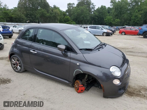 2015 FIAT 500 Sport with VIN 3C3CFFBR0FT755871, listed as a Copart auction lot 62342105 with 76,514 mi miles and Salvage title. Bid and sale history available at DreamBid. Image 4.