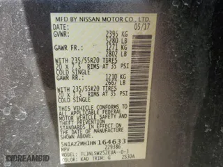 2017 Nissan Murano S with VIN 5N1AZ2MH1HN164633, listed as a Copart auction lot 48660005 with 59,684 mi miles and Salvage Title. Bid and sale history available at carsss.com. Image 13.
