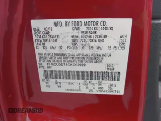2012 Ford Escape XLT with VIN 1FMCU0D71CKC62929, listed as a IAAI auction lot 42523879 with 143,533 mi miles and . Bid and sale history available at DreamBid. Image 9.