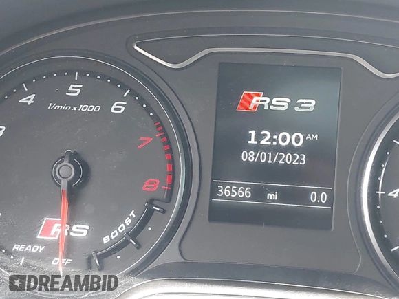 2020 Audi RS 3 with VIN WUABWGFF4LA904611, listed as a IAAI auction lot 42860543 with 36,566 mi miles and . Bid and sale history available at DreamBid. Image 16.