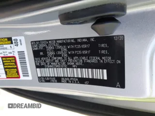 2021 Toyota Sienna LE with VIN 5TDKRKEC5MS010782, listed as a IAAI auction lot 42272827 with 196,844 mi miles and . Bid and sale history available at DreamBid. Image 9.