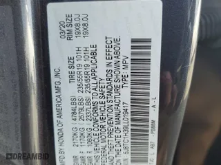 2020 Acura RDX with VIN 5J8TC1H39LL019417, listed as a Copart auction lot 75625154 with 59,699 mi miles and Salvage Title. Bid and sale history available at carsss.com. Image 13.