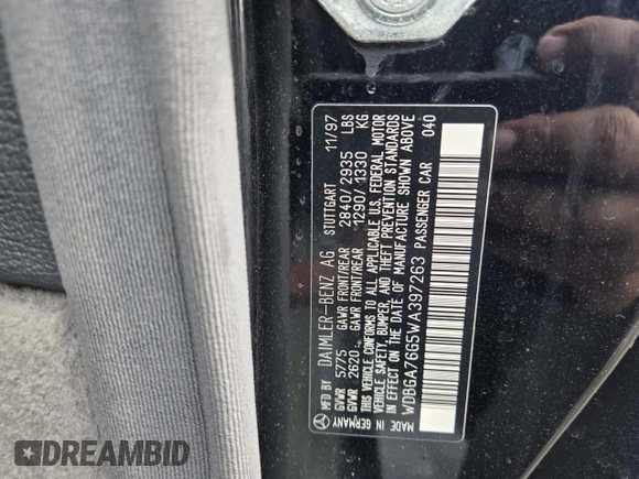 1998 MERCEDES-BENZ CL-CLASS 600 with VIN WDBGA76G5WA397263, listed as a Copart auction lot 43164325 with 110,419 mi miles and Clean Title. Bid and sale history available at DreamBid. Image 10.