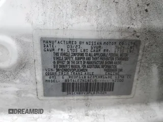 2023 Nissan Versa S with VIN 3N1CN8DV3PL834024, listed as a Copart auction lot 56683345 with 87,658 mi miles and Salvage title. Bid and sale history available at DreamBid. Image 12.