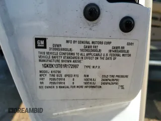 2001 GMC Yukon SLT with VIN 1GKEK13T61R172997, listed as a Copart auction lot 85973324 with 226,652 mi miles and Salvage Title. Bid and sale history available at carsss.com. Image 13.