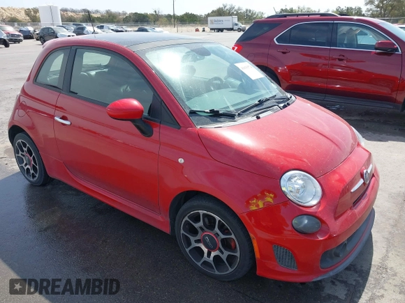 2015 FIAT 500 Turbo with VIN 3C3CFFHH2FT648125, listed as a IAAI auction lot 41835574 with 111,197 mi miles. Bid and sale history available at carsss.com. Image 1.