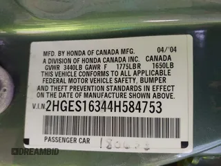 2004 Honda Civic VP with VIN 2HGES16344H584753, listed as a IAAI auction lot 41818981 with 323,204 mi miles and . Bid and sale history available at carsss.com. Image 9.