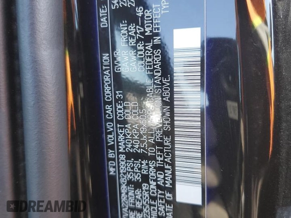 2019 Volvo XC60 R-Design с VIN LYVA22RM8KB219908, выставлен на аукционе Copart как лот 48925045 с пробегом 58 991 миль миль и Списание • Salvage title. История ставок и продаж доступна на DreamBid. Изображение 13.
