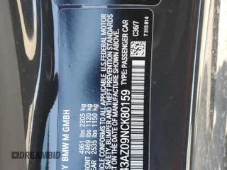 2022 BMW M4 Competition xDrive with VIN WBS43AZ09NCK80159, listed as a Copart auction lot 51842864 with 0 mi miles. Bid and sale history available at carsss.com. Image 13.