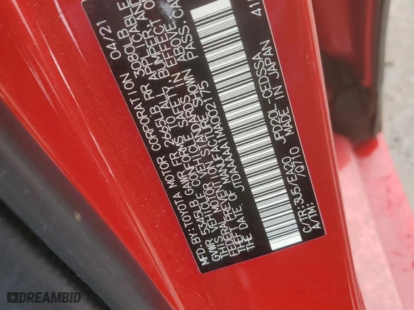 2021 Toyota Mirai XLE with VIN JTDAAAAA1MA002175, listed as a Copart auction lot 44548015 with NaN miles and Salvage Title. Bid and sale history available at carsss.com. Image 14.