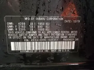 2020 Subaru Impreza Premium with VIN 4S3GKAD66L3605351, listed as a Copart auction lot 85943494 with 33,207 mi miles and Salvage Title. Bid and sale history available at carsss.com. Image 12.