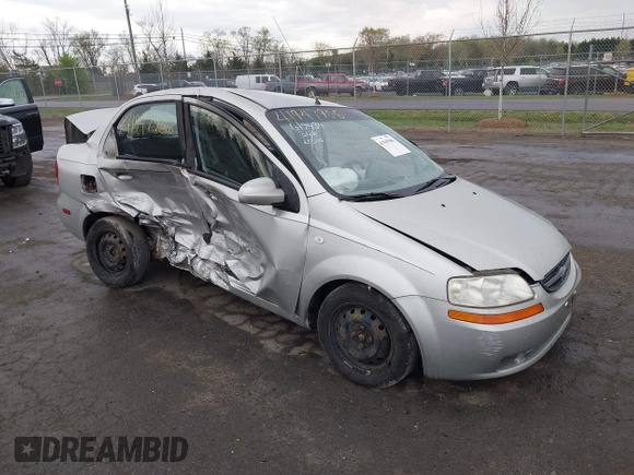 2005 Chevrolet Aveo LS with VIN KL1TD526X5B324267, listed as a IAAI auction lot 41947906 with 180,204 mi miles and . Bid and sale history available at DreamBid. Image 1.