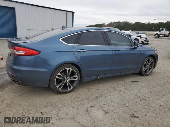 2019 Ford Fusion Titanium with VIN 3FA6P0D99KR117213, listed as a Copart auction lot 46450585 with 128,868 mi miles and Salvage Title. Bid and sale history available at carsss.com. Image 3.