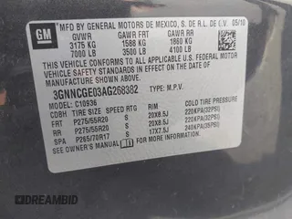 2010 Chevrolet Avalanche LTZ with VIN 3GNNCGE03AG268382, listed as a IAAI auction lot 41502808 with 254,571 mi miles and . Bid and sale history available at DreamBid. Image 9.
