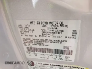 2014 Ford F-150 XL with VIN 1FTFW1CF2EKF90227, listed as a IAAI auction lot 41762047 with 106,927 mi miles. Bid and sale history available at carsss.com. Image 9.
