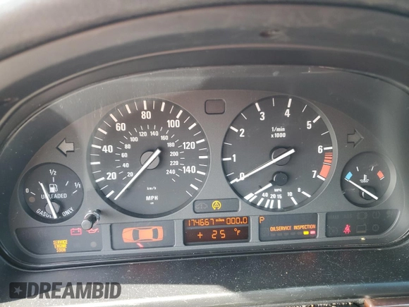 2000 BMW 5 Series 528iA with VIN WBADM6344YGV03599, listed as a Copart auction lot 45281325 with 174,667 mi miles and Salvage Title. Bid and sale history available at carsss.com. Image 9.