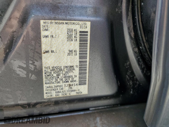 2014 Nissan Altima S with VIN 1N4AL3APXEC329454, listed as a Copart auction lot 53977015 with 258,908 mi miles and Salvage Title. Bid and sale history available at DreamBid. Image 12.