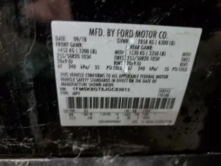 2018 Ford Explorer Sport with VIN 1FM5K8GT6JGC83913, listed as a Copart auction lot 47794745 with Not Provided miles and Non Repairable. Bid and sale history available at DreamBid. Image 13.