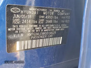 2019 Genesis G70 Advanced с VIN KMTG34LE4KU014629, выставлен на аукционе Copart как лот 63456695 с пробегом 45 662 миль миль и Списание • Salvage title. История ставок и продаж доступна на DreamBid. Изображение 13.