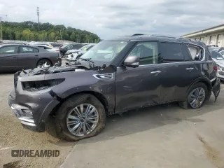 2024 Infiniti QX80 LUXE with VIN JN8AZ2AF9R9765097, listed as a Copart auction lot 70143504 with 15,085 mi miles and Non Repairable. Bid and sale history available at carsss.com. Image 1.