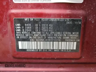 2011 Subaru Legacy Limited with VIN 4S3BMCJ69B3233216, listed as a Copart auction lot 55273425 with 225,661 mi miles and Salvage title. Bid and sale history available at DreamBid. Image 13.